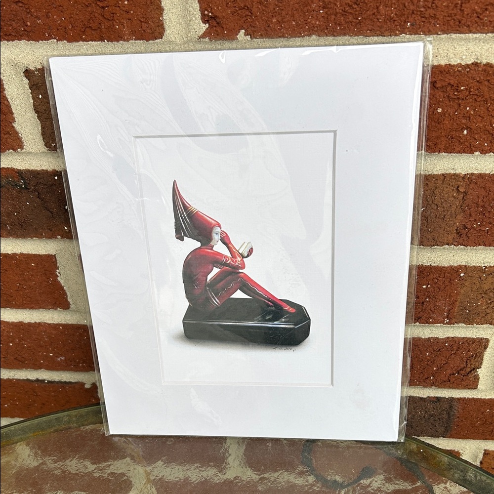 Red Jester Figurine Art Print with White Mat